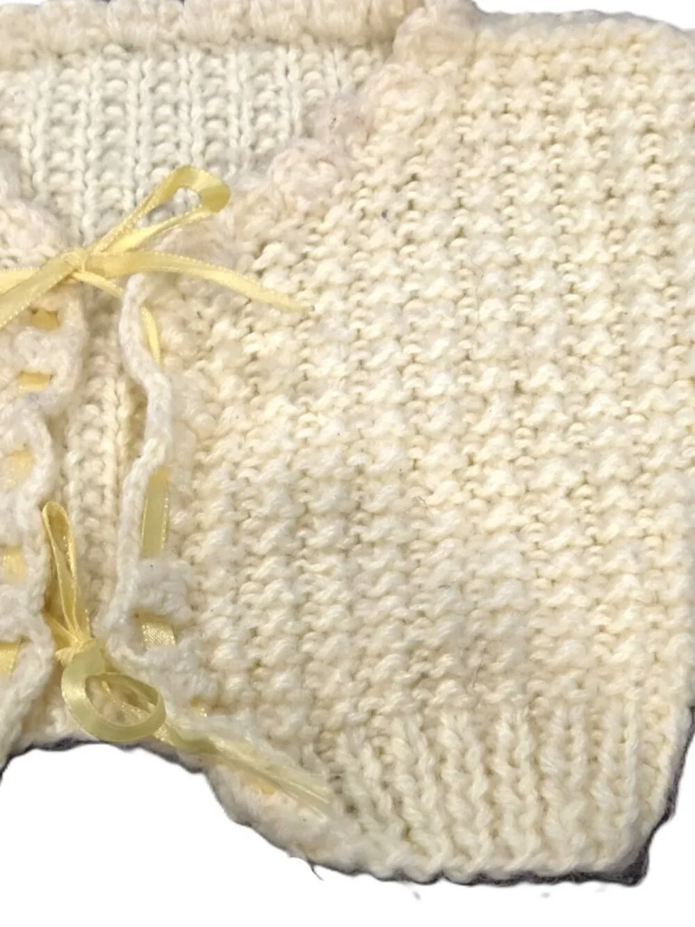 Handmade Knit 6 Months Outfit Set Yellow Ribbon Baby Boy Infant Pants Jacket